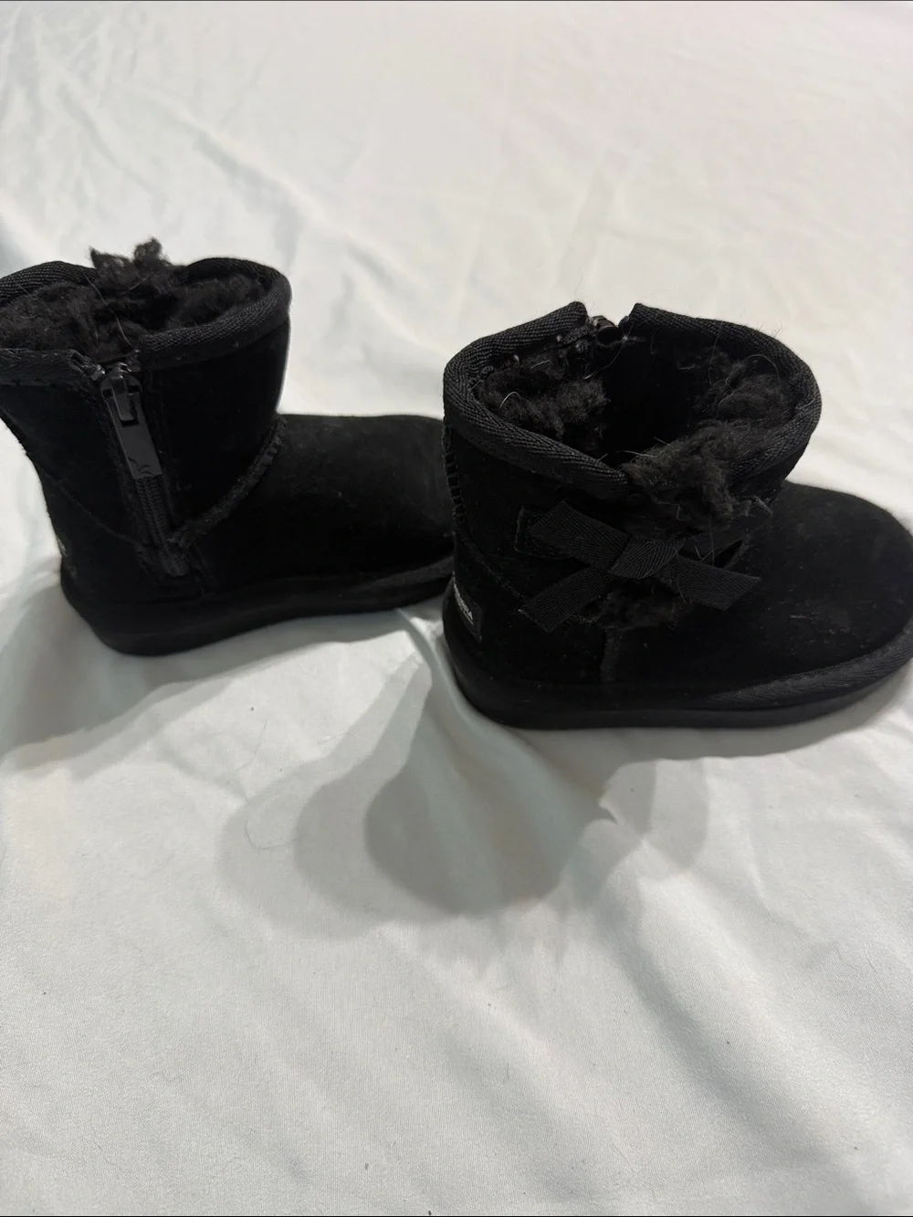 Koolaburra Kids Black Suede Fleece-Lined Rain & Snow Boots